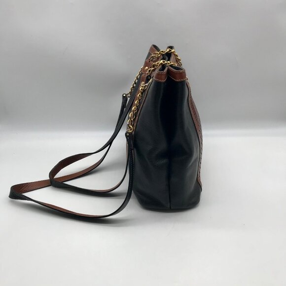 Bally Black And Brown Leather Vintage Woven Tote Bag - Picture 3 of 11